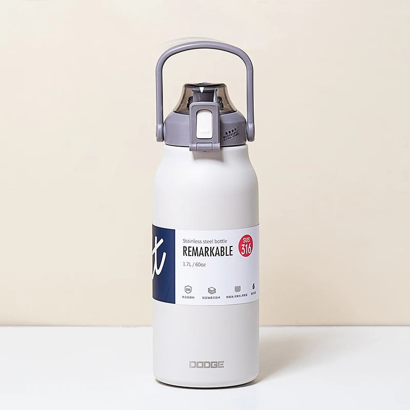 Large Capacity Stainless Steel Tumbler with Straw – Hot & Cold Vacuum Flask