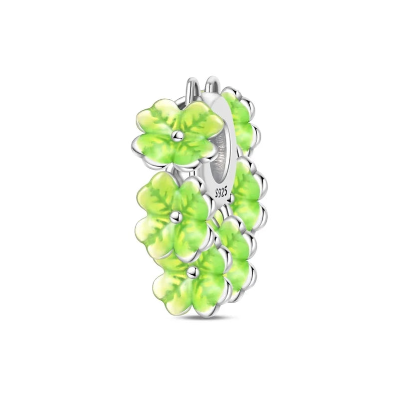 925 Sterling Silver Colorful Butterfly Cherry Flower Fashions Beads Clip Charm for Original DIY Bracelet Fine Jewellery