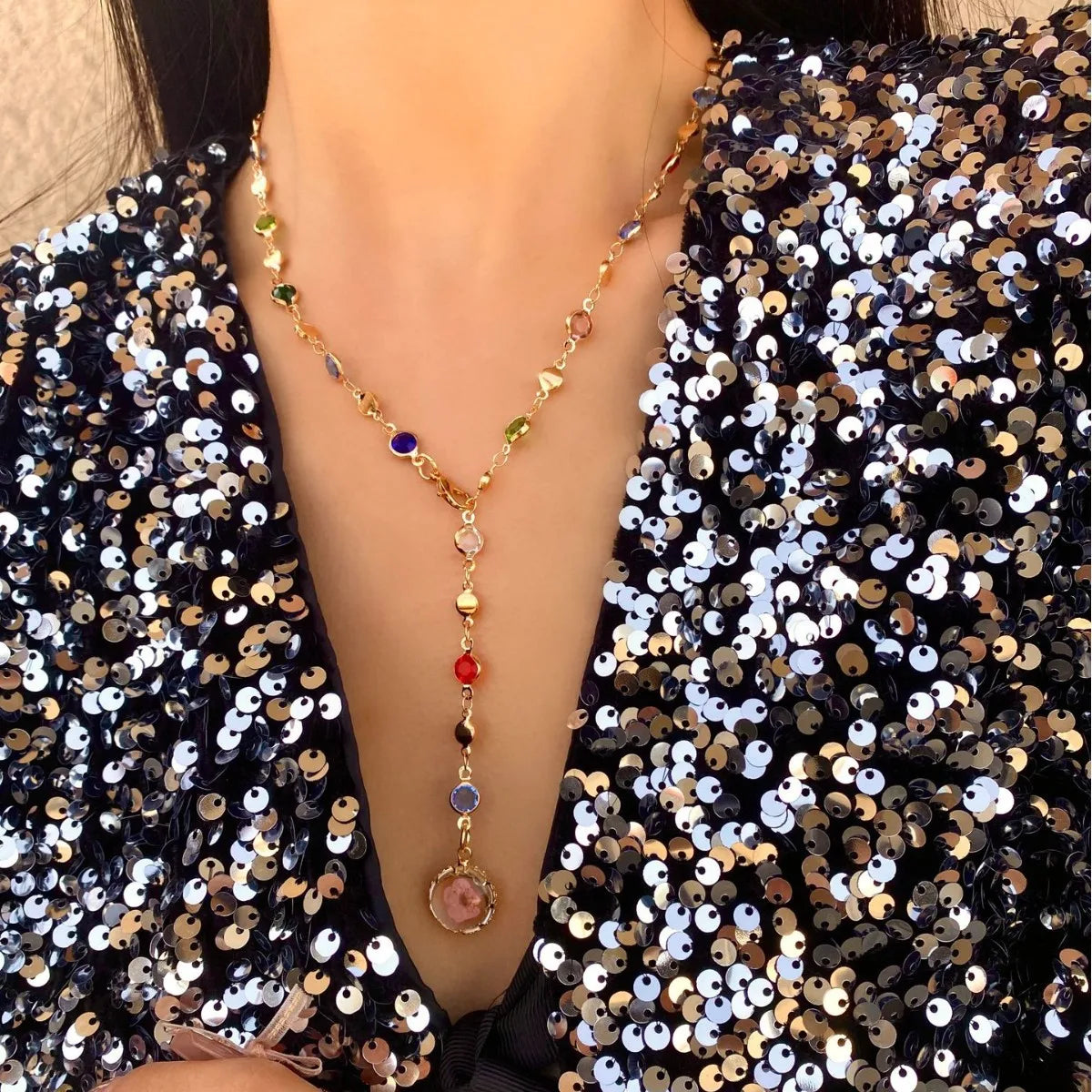 Bohemian Y-Shaped Necklace for Women – Y2K Metal Clavicle Chain Choker