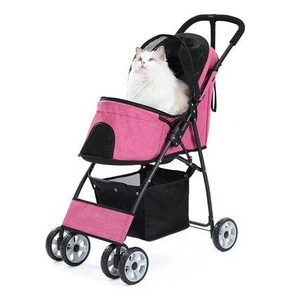 4-Wheel Pet Jogger - All-Terrain Stroller with Storage Basket - BeeTrendyShop.COM
