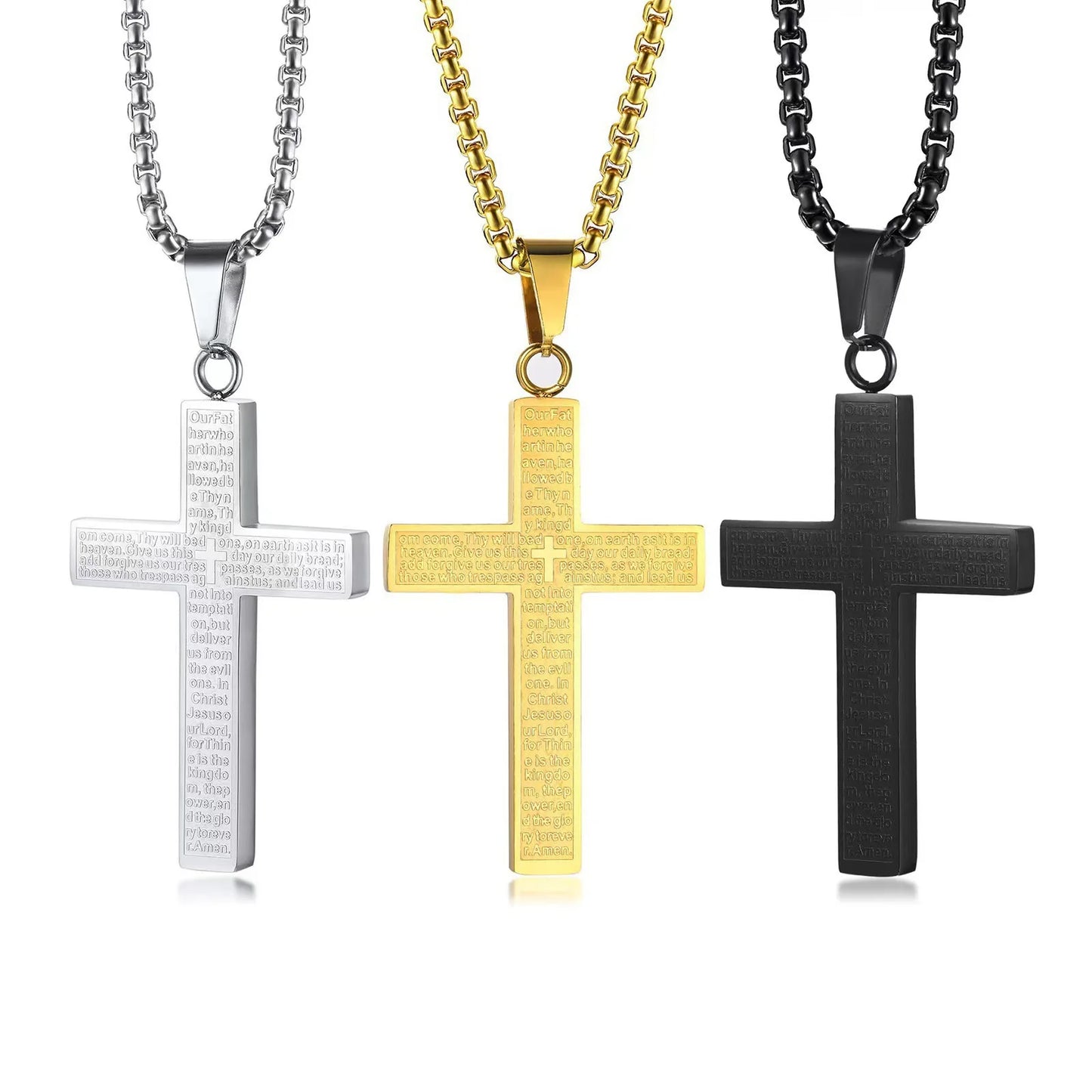 Cross Pendant Necklace – Unisex Snake Chain, Trendy European Style