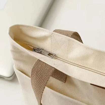 1Pc Women's Tote Bag Canvas Sewing Thread Large Capacity Advanced Sense Handbag Convenient Practical Female's Commuter Bag - BeeTrendyShop.COM