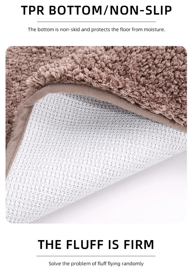 Modern Minimalist Solid Color Floor Mat, Square Long Plush, Thickened Absorbent Carpet, Bathroom Door Mat, Non Slip Mat - BeeTrendyShop.COM