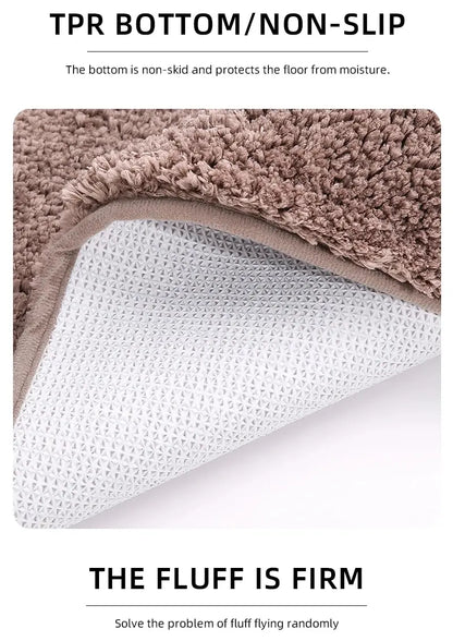 Modern Minimalist Solid Color Floor Mat, Square Long Plush, Thickened Absorbent Carpet, Bathroom Door Mat, Non Slip Mat - BeeTrendyShop.COM