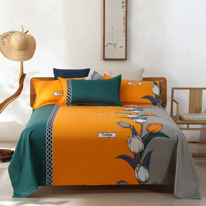 Modern Polyester Cotton Flat Bed Sheet – Soft Bed Linen for Single, Queen & King Size (No Pillow Covers)