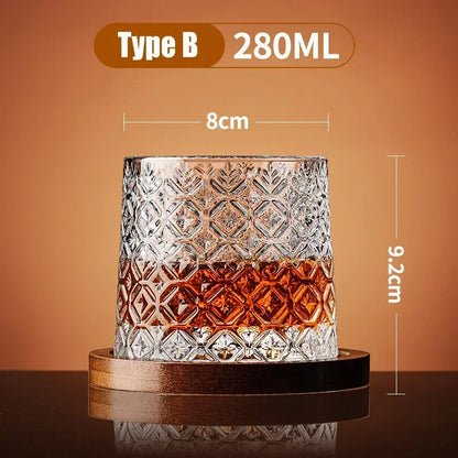 Spinning Whiskey Tumbler Glass – Rotating Crystal Brandy Cup