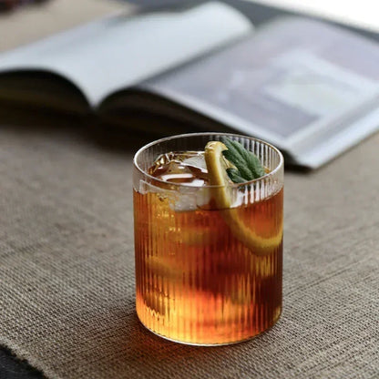 Japanese Striped Glass Coffee Cup – Water Wine Whiskey Juice Wineglass