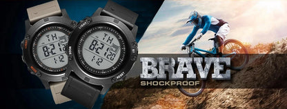 Men's Tactical Digital Watch – 50M Diving, Black LED Military, Alarm & Stopwatch