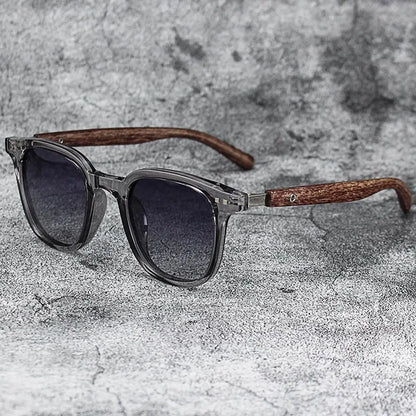 Retro Wood Grain Sunglasses – UV400 Square Frame for Men & Women