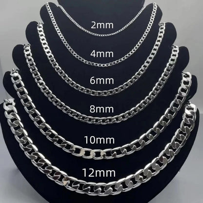 925 Sterling Silver Face Chain Necklace – 2mm to 12mm Widths, Unisex Fine Jewelry