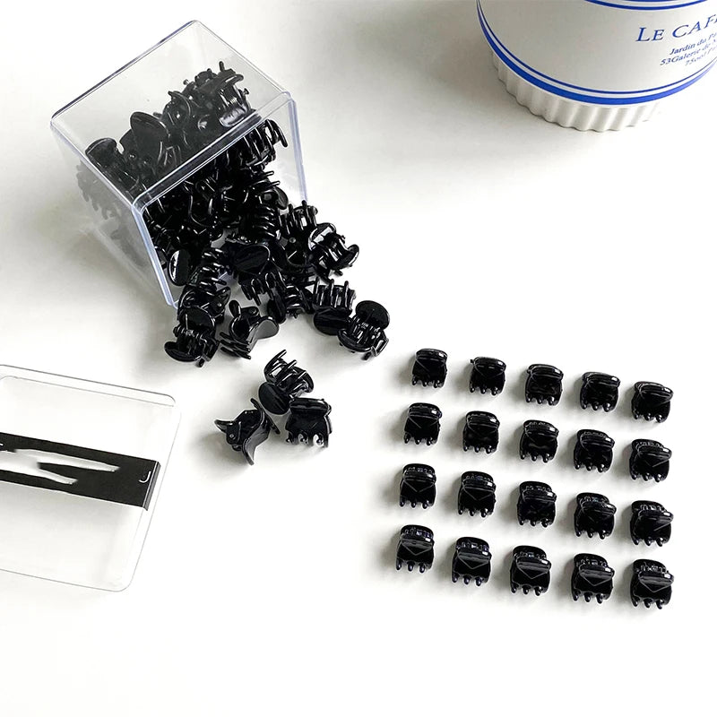 Mini Hair Claw Clips – Black Plastic Hairpins for Women, Girls & Kids