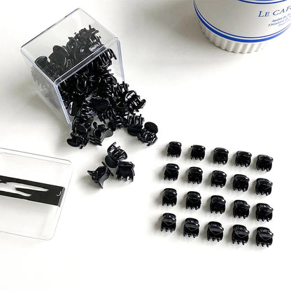 Mini Hair Claw Clips – Black Plastic Hairpins for Women, Girls & Kids