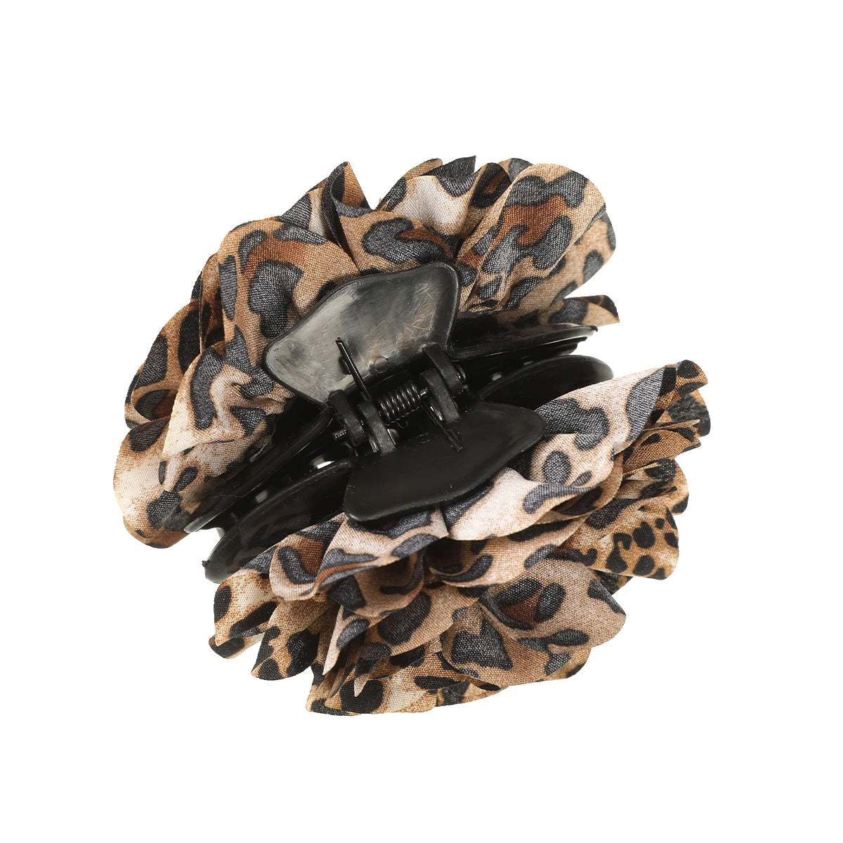 Leopard Print Flower Hair Claw Clip – Vintage Barrette for Women