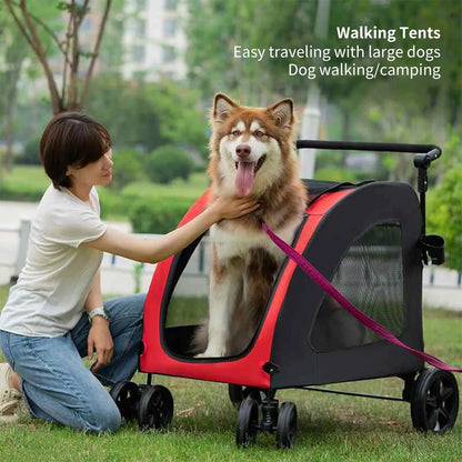 Medium and Large Dog Outing Stroller Pet Stroller Golden Hair Giant Dog Foldable Dog Assistance Car - BeeTrendyShop.COM