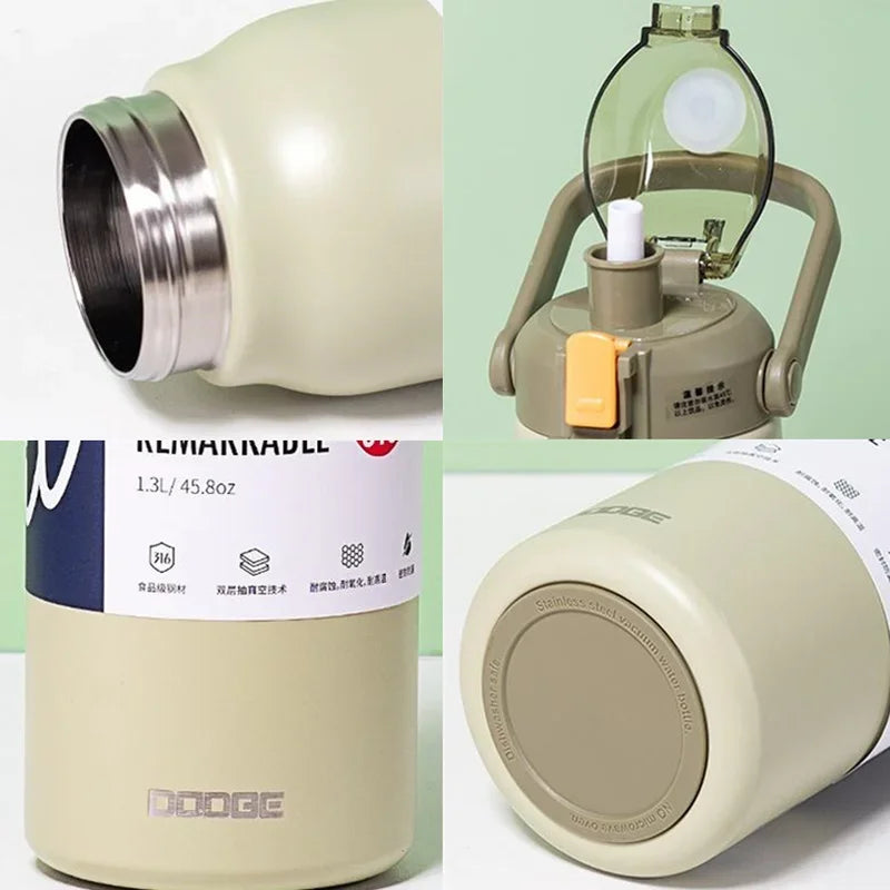 Large Capacity Stainless Steel Tumbler with Straw – Hot & Cold Vacuum Flask