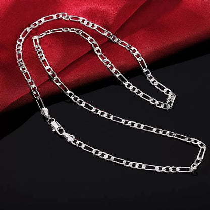 925 Sterling Silver 4mm Chain Necklace & Bracelet Set – Unisex Fine Jewelry
