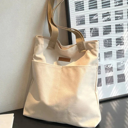 1Pc Women's Tote Bag Canvas Sewing Thread Large Capacity Advanced Sense Handbag Convenient Practical Female's Commuter Bag - BeeTrendyShop.COM