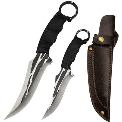 Handmade Forged Meat Cleaver & Boning Knife – Kitchen, Fishing & BBQ Knife with Cover