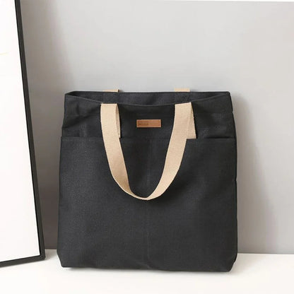 1Pc Women's Tote Bag Canvas Sewing Thread Large Capacity Advanced Sense Handbag Convenient Practical Female's Commuter Bag - BeeTrendyShop.COM