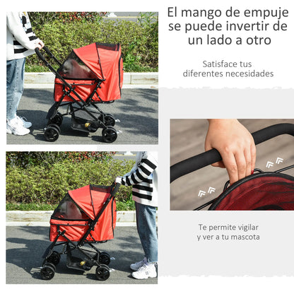 Pawhut Adjustable Canopy Pet Stroller - Lightweight & Foldable - BeeTrendyShop.COM