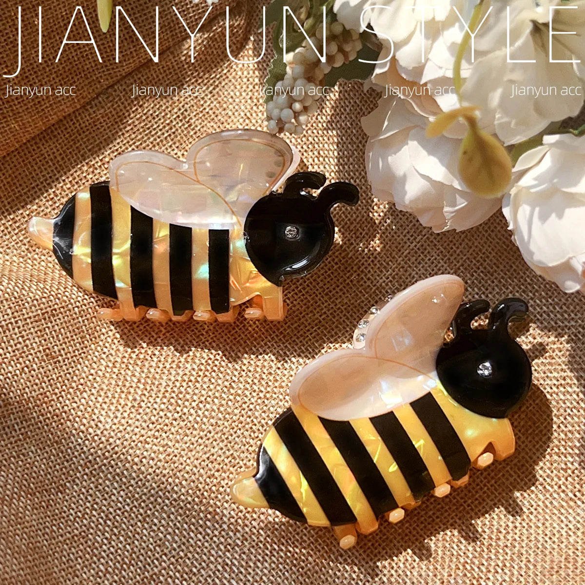 Cute Bee Hair Claw Clip – Diamond-Studded Animal Hairpin for Women