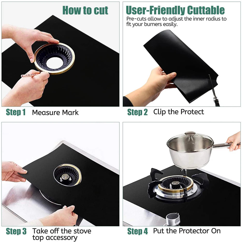 Gas Stove Protector Pads – 5-Hole Reusable Anti-Dirty Non-Stick Burner Cover Mat for Kitchen