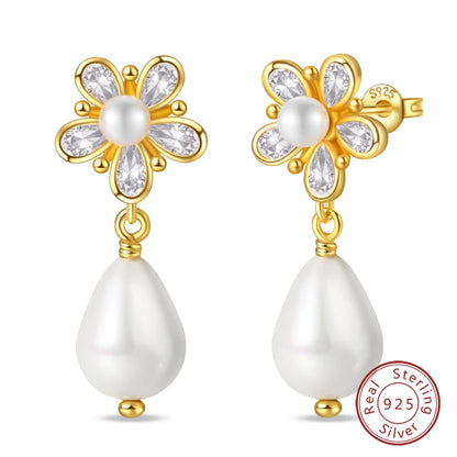 Pandach 925 Silver Pearl Bee Star Moon Stud Earrings – Trending Fashion Jewelry for Women