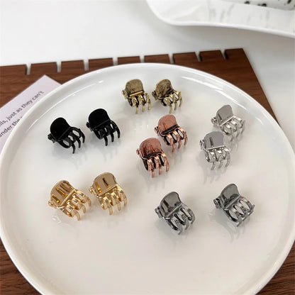 Vintage Metal Mini Hair Claw Clips – Gold, Silver & Bronze Bangs Clip for Women