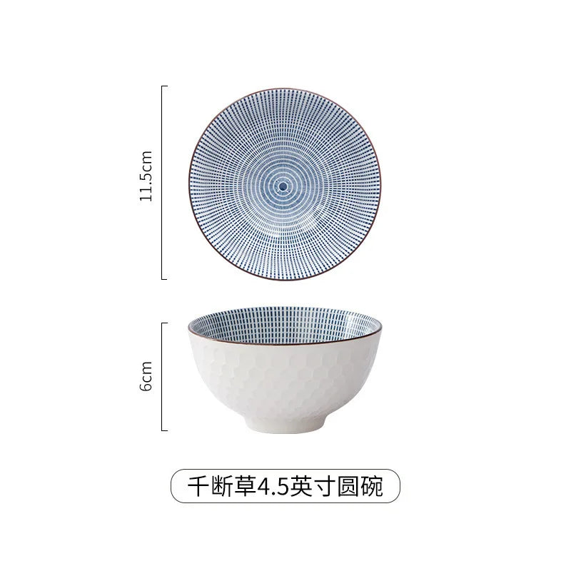 Japanese Ceramic Tableware Underglaze Color Dishes Rice Bowl