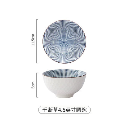 Japanese Ceramic Underglaze Rice Bowl – Colorful Tableware Dishes for Home & Restaurant