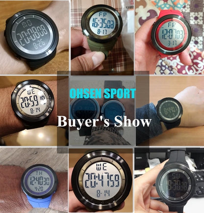 Men's Tactical Digital Watch – 50M Diving, Black LED Military, Alarm & Stopwatch