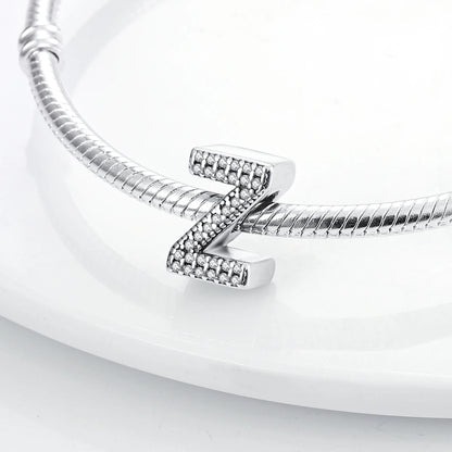 925 Sterling Silver 26 Alphabet Letters Charm Bead – DIY Birthday Jewelry