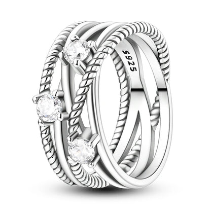 925 Sterling Silver Zircon Star Geometric Ring – Engagement Jewelry for Women