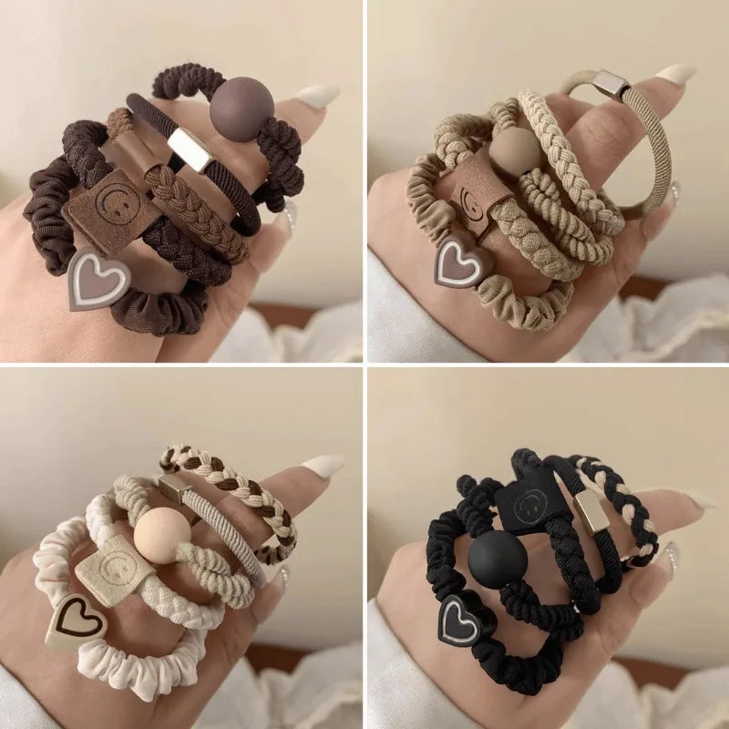 5pcs/Bag Seamless Bow Hair Ties