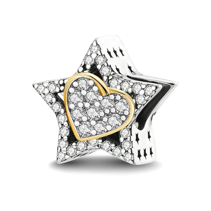 925 Sterling Silver Heart, Flower, Clover & Turtle Charm Bead – DIY Birthday Jewelry
