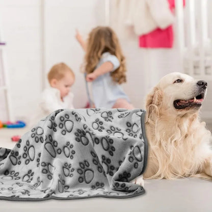 Paws Pattern Pet Blanket - Soft Fluffy Travel Mat & Bed for Cats and Dogs - BeeTrendyShop.COM