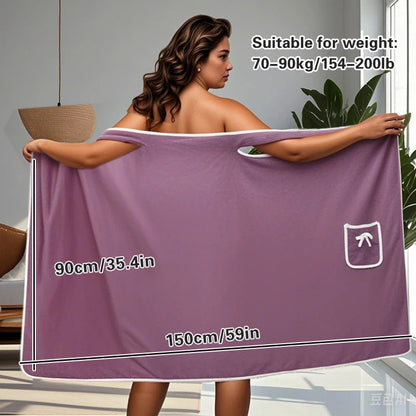 Womens Wearable Bath Towel 90x150cm – Fast-Dry Bathrobe Wrap for Beach, Spa & Gym