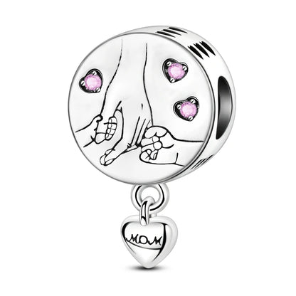 925 Sterling Silver Tree of Life & Peach Heart Charm Bead – Sweet Love DIY Jewelry