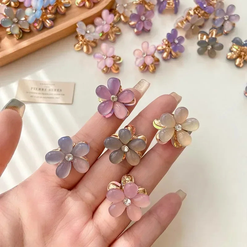 Mini Flower Hair Claw Clips – Colorful Opal Hairpins for Women & Girls (1/10Pcs)