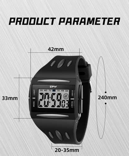 Fashion Digital Watch for Boys & Men – Luminous, Waterproof, Large Screen, Multifunction Sport
