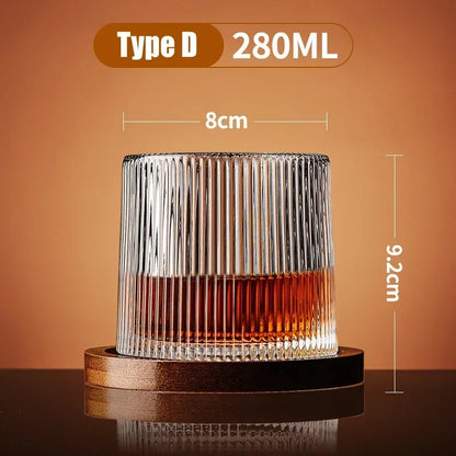 Spinning Whiskey Tumbler Glass – Rotating Crystal Brandy Cup