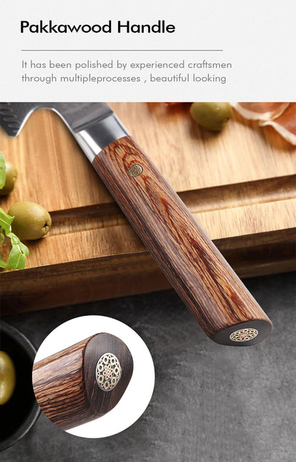 F.YOUNG 8-Inch Kiritsuke Damascus Chef Knife – Hand Forged Japanese Kitchen Knife