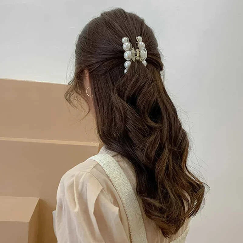 Korean Big Pearl Hair Claw Clip – Elegant Hairgrip Barrette for Women & Girls