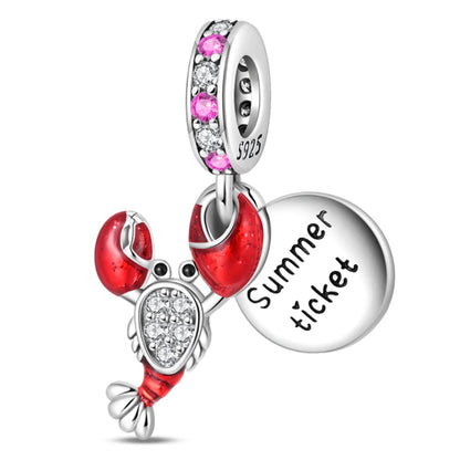 925 Sterling Silver Blue Crab & Red Lobster Charm Bead – Ocean DIY Jewelry