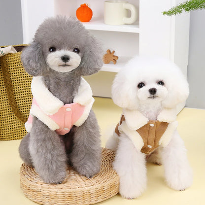Cozy Winter Dog Jacket with Bow - Warm Plush Coat for Small Dogs - BeeTrendyShop.COM