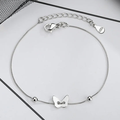 VENTFILLE 925 Silver Diamond Butterfly Bracelet – Adjustable Flower Jewelry for Women