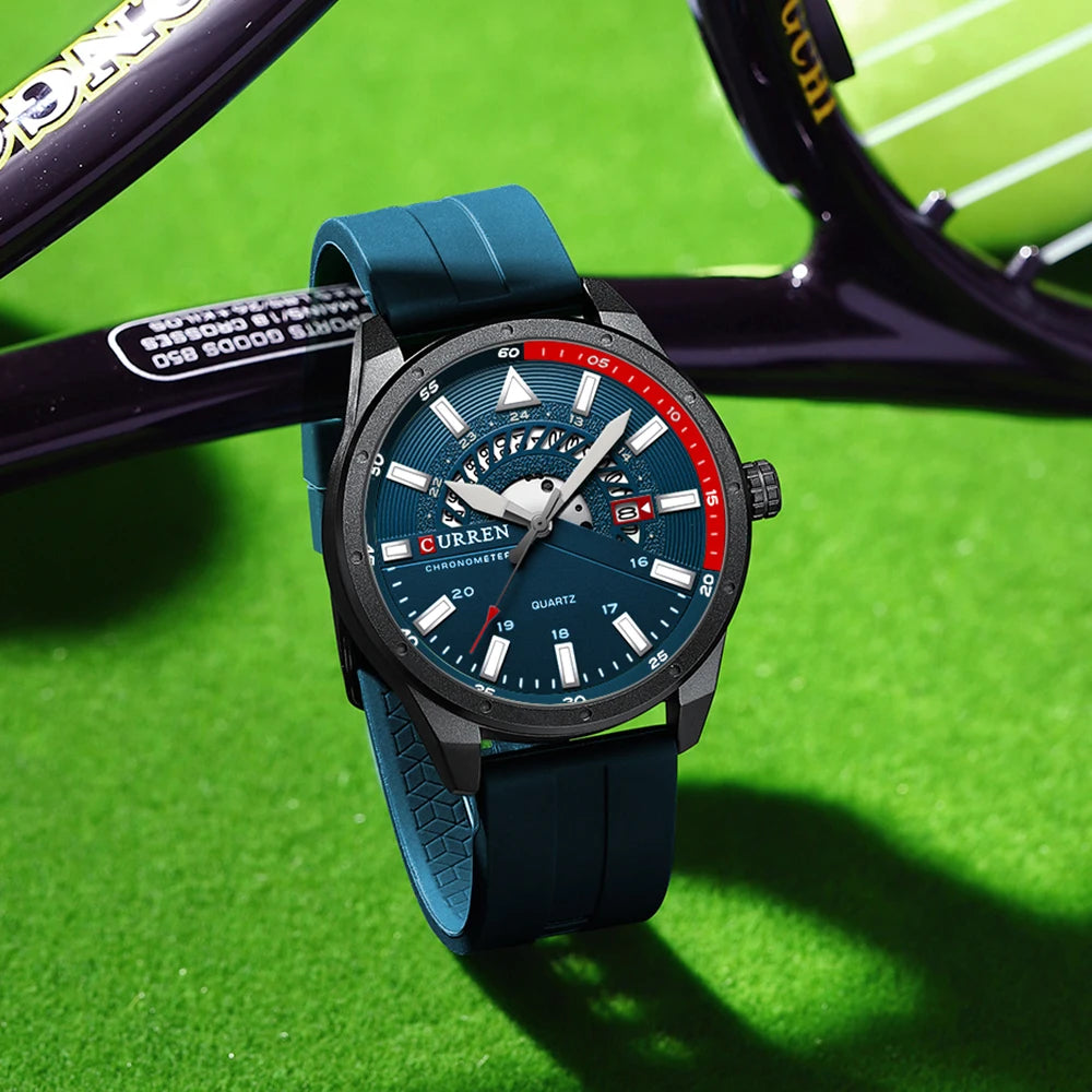 CURREN Fashion Men Watch Top Brand Luxury Waterproof Sport Mens Watches Silicone Automatic Date Military Wristwatch - BeeTrendyShop.COM