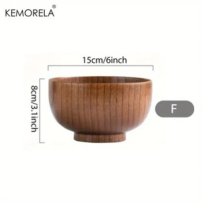 Natural Wooden Rice Bowl – Household Salad, Ice Cream & Fruit Food Storage Tableware
