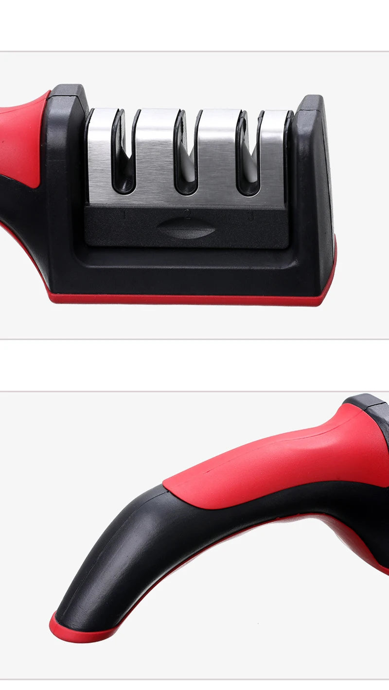 Handheld 3-Stage Knife Sharpener – Multi-Function Quick Sharpening Tool with Non-Slip Base