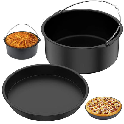 Non-Stick Round Cake Baking Pan with Handles – 6/7/8 Inch Air Fryer & Oven Safe